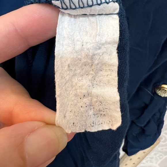 EVERLY NAVY BLUE VAGUELY NAUTICAL DRESS SO CUTE BOATING DRESSY CASUAL GOLD M EUC - Picture 8 of 11